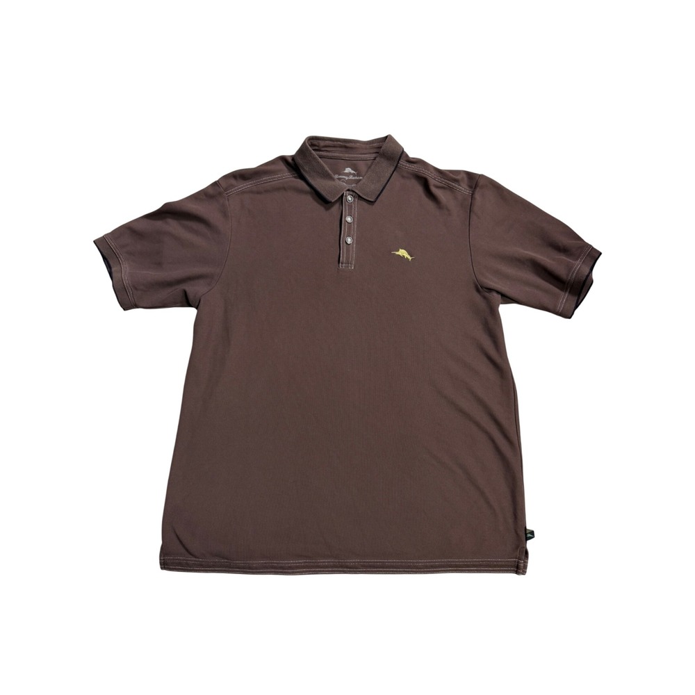 Tommy Bahama Supima Cotton Polo Shirt Men's XL Brown Marlin Logo